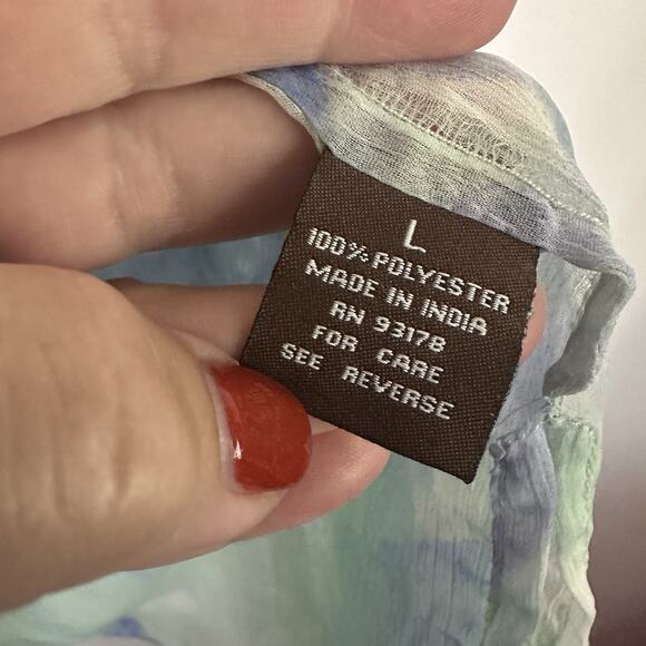 Adrienne Vittadini Sheer Tunic Top L Embellished Watercolor Swim Cover? NEW - Picture 7 of 10